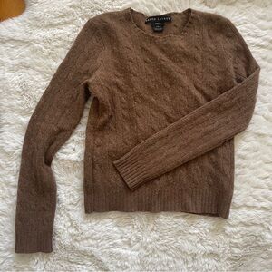 Ralph Lauren Brown Cashmere Cable Knit Sweater